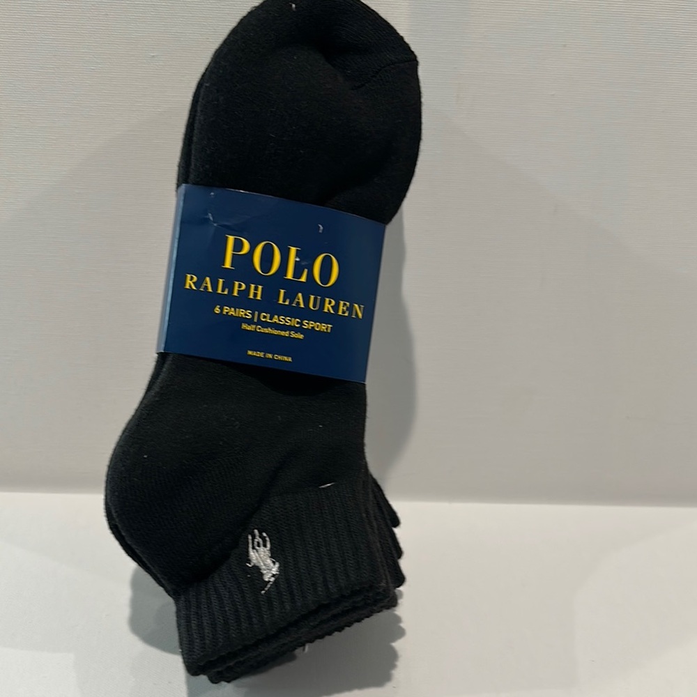 Polo Ralph Lauren (6) Pairs Men’s Classic Sports Half Cushioned Soke Socks.